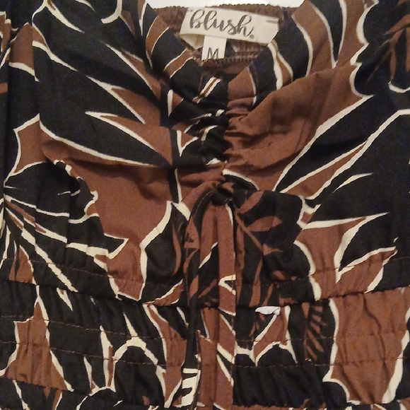 Blush Black and Brown Leaf Print Jumpsuit - Picture 5 of 6